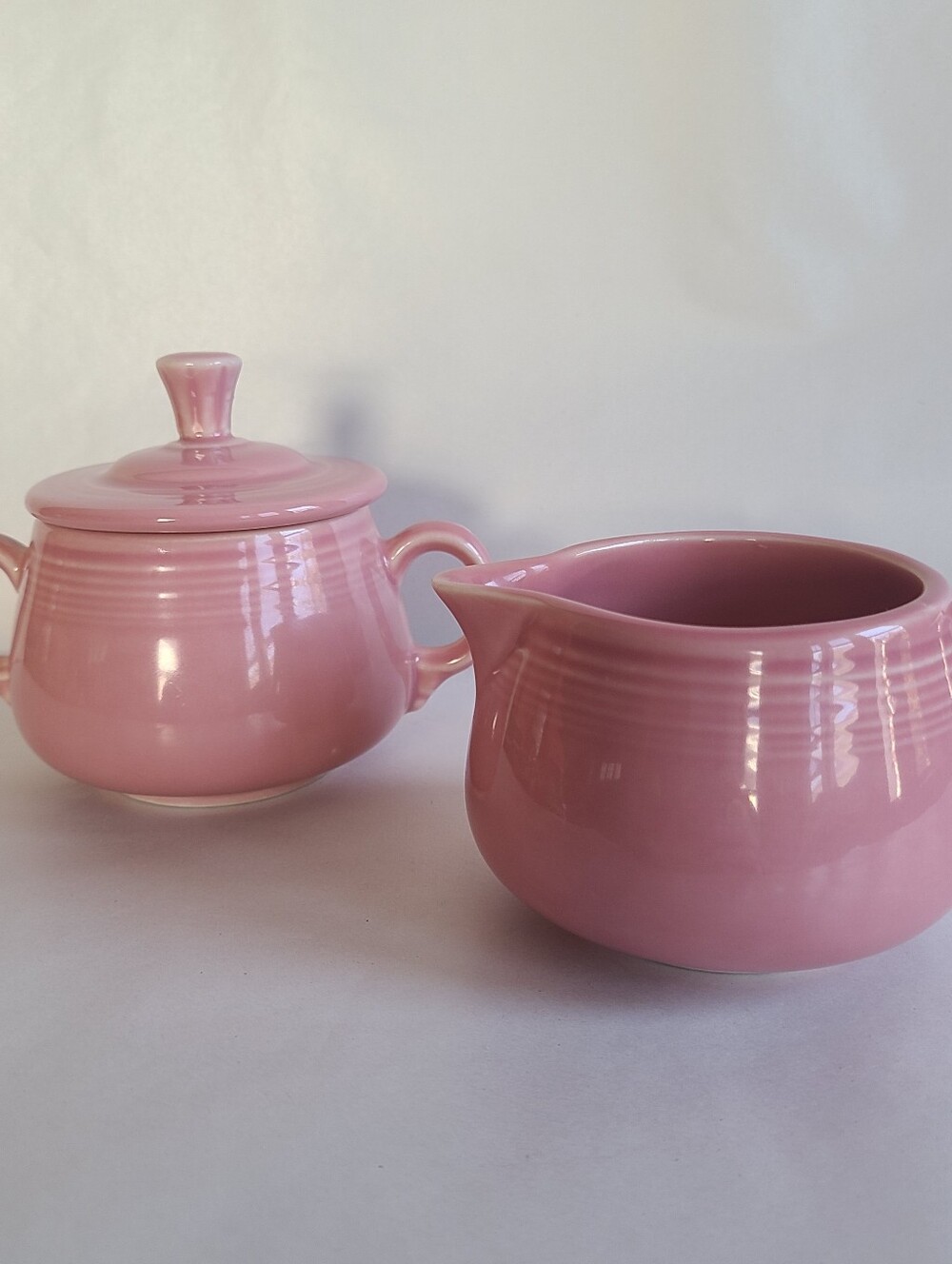 Fiestaware Pink Creamer and Sugar Bowl Set